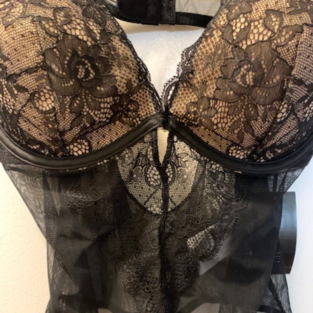 INC INTIMATES Deep Black Bodysuit